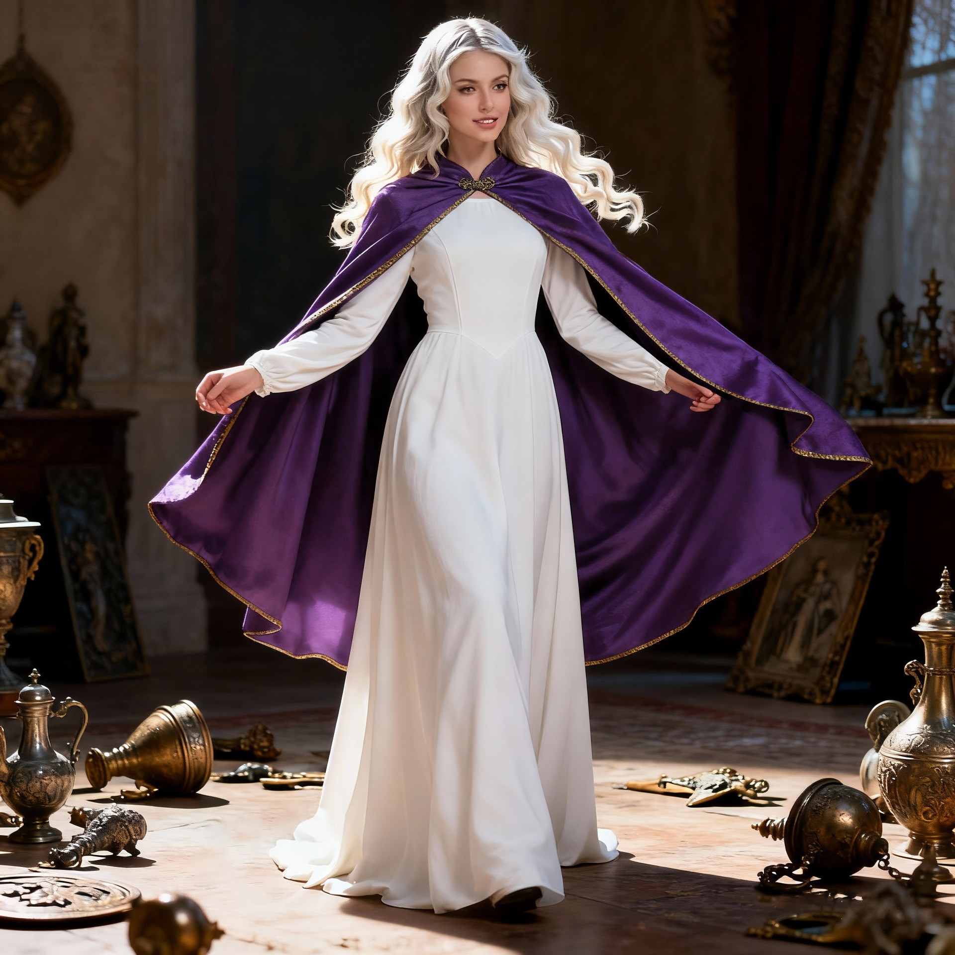Vintage Noble Velvet Cape Cloak Luxury Long Robe Halloween Cosplay Costume